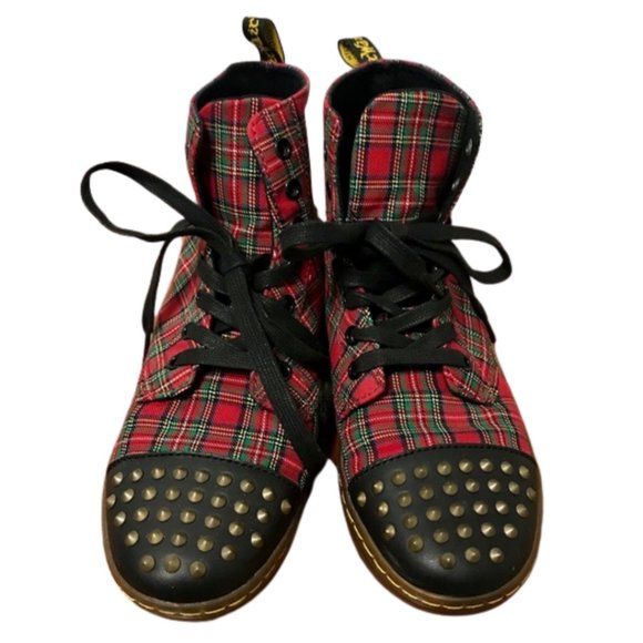red tartan doc martens